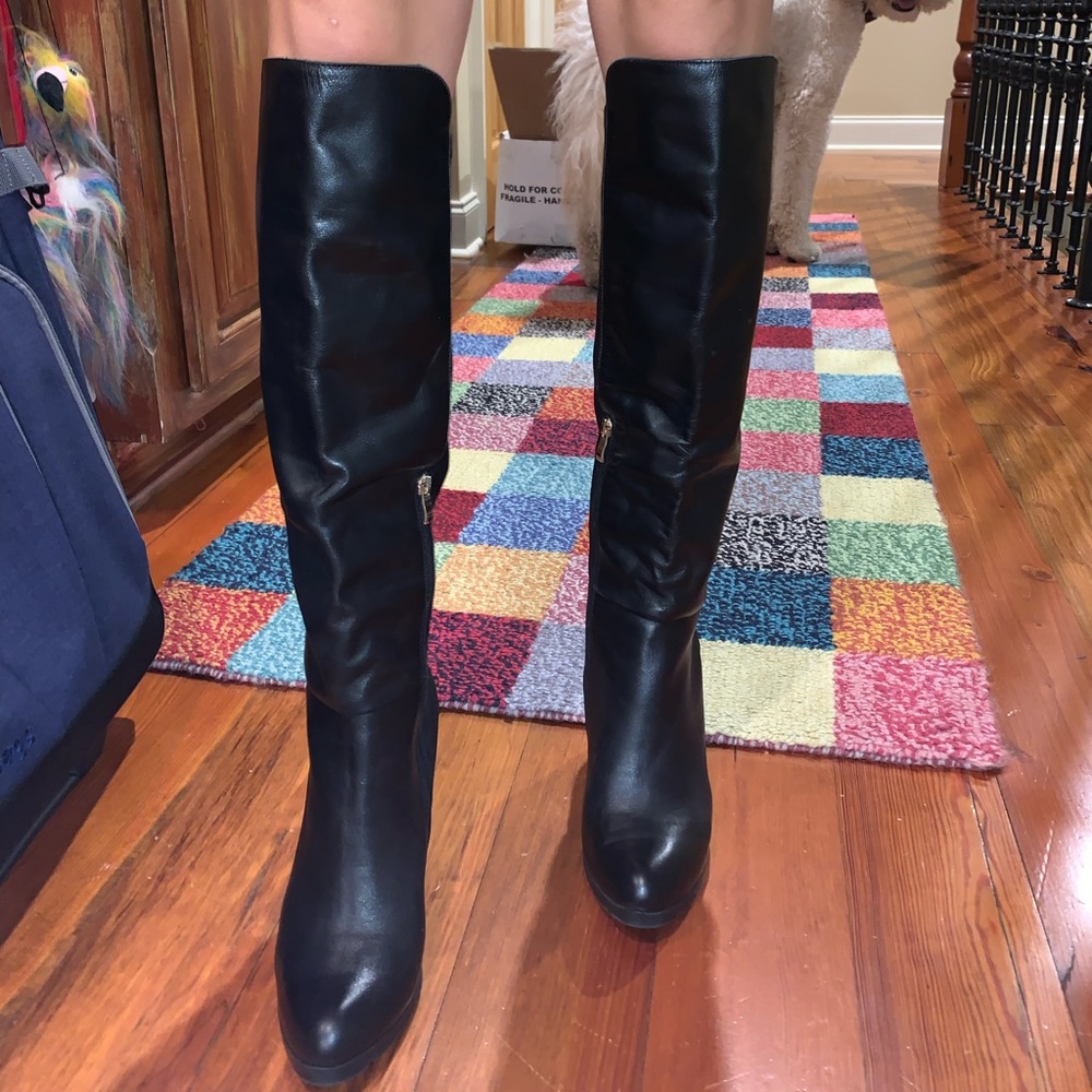 DibaTrue black knee high wedge boots